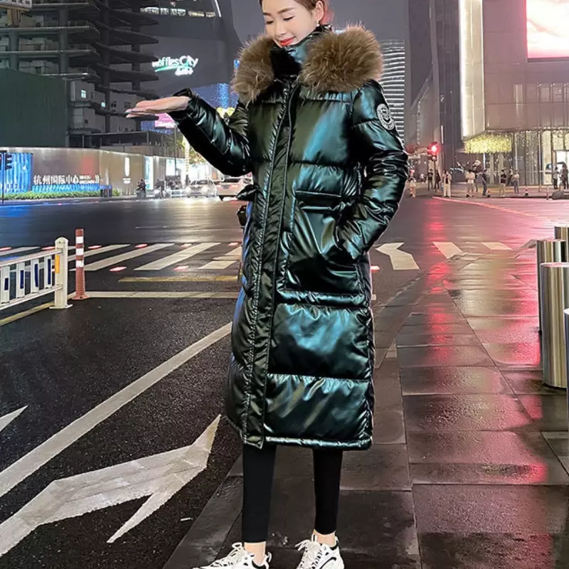 Women's Winter Coat Parka Large Fur Collar Shiny Padded Jacket Jacket Warmth Free Shipping Wholesale Plus Size Loose Fashion New