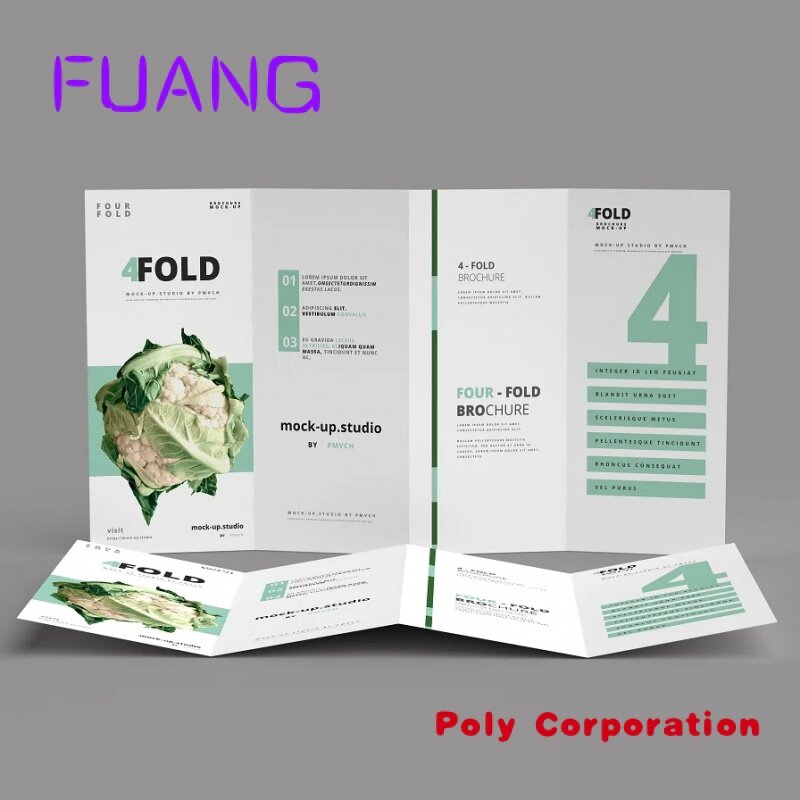 Personalizado Premium Papel Revestido Logotipo Impressão Folding Flyer Catálogo Panfleto Brochura Folheto Instrução Manual Impressão do folheto
