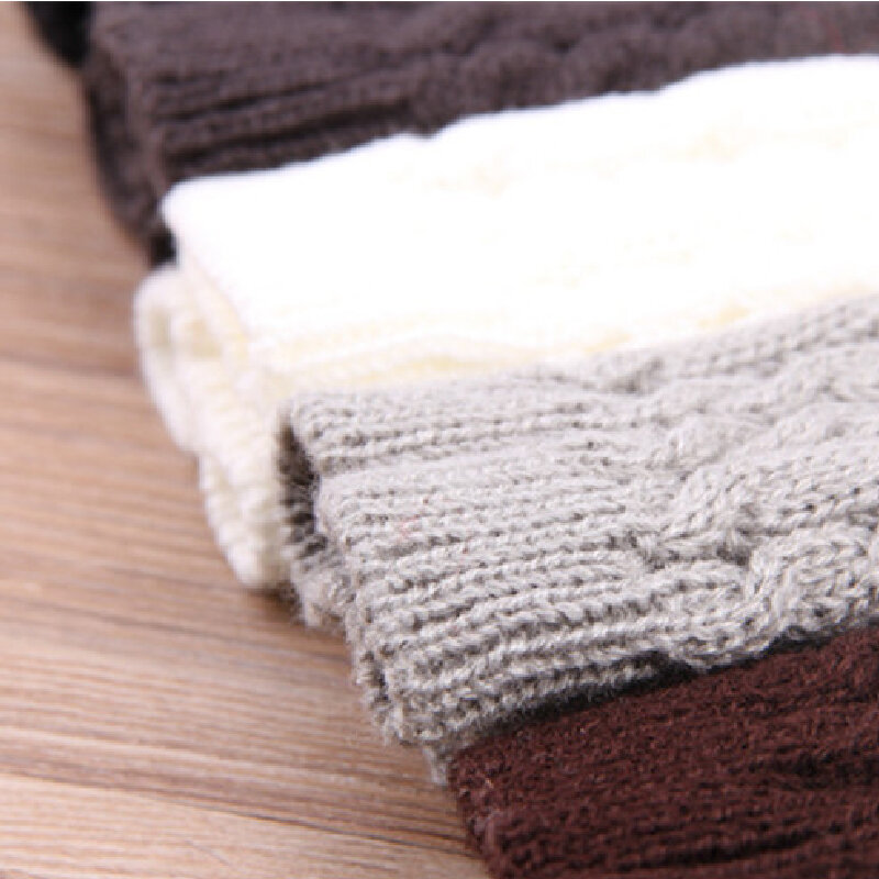 Gants en laine demi-doigt pour femmes, mitaines chaudes, crochet torsadé, document solide, filles, doux, hiver