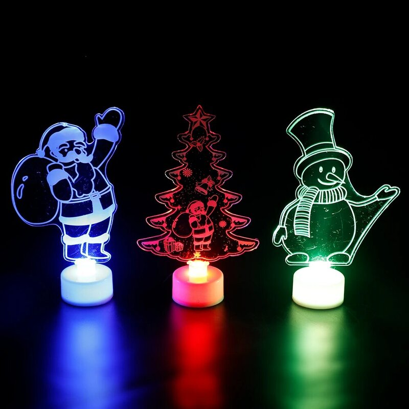 СВЕТОДИОДНЫЙ цветной яркий ночник, Рождественский декоративный светильник, акриловый цветной светильник, декоративные мигающие лампы, Рождественское украшение, светильник