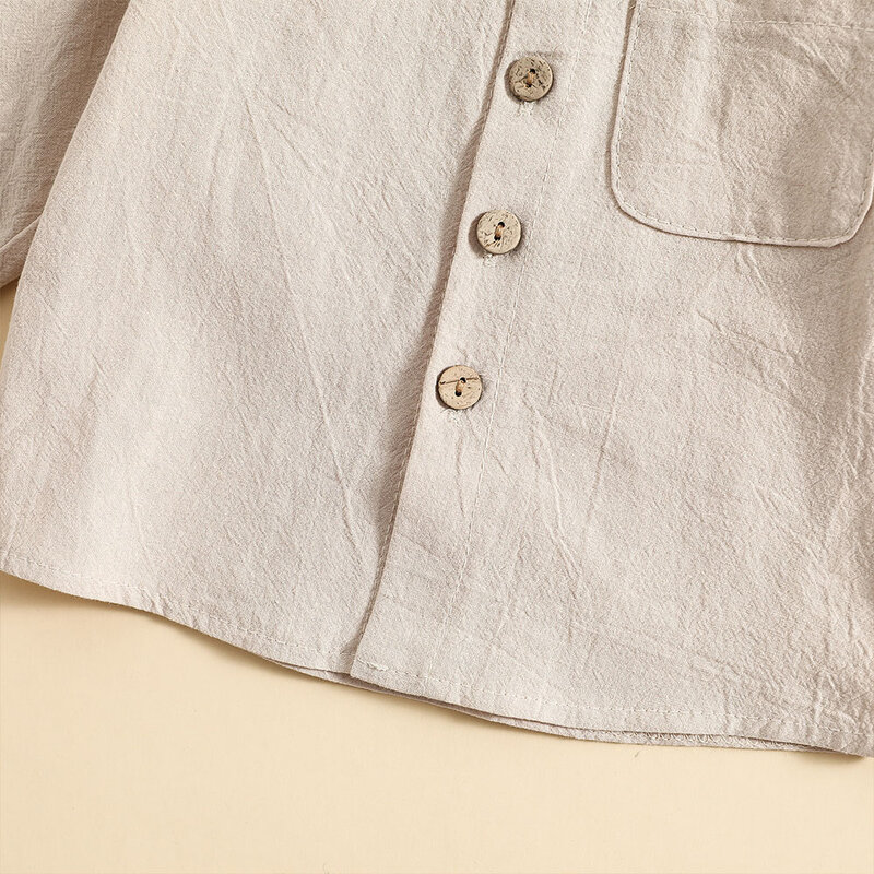 Conjunto de algodón y lino bordado personalizado, camisa de Color sólido, informal, cómodo, paquete de regalo de dos piezas con nombre, primavera y otoño