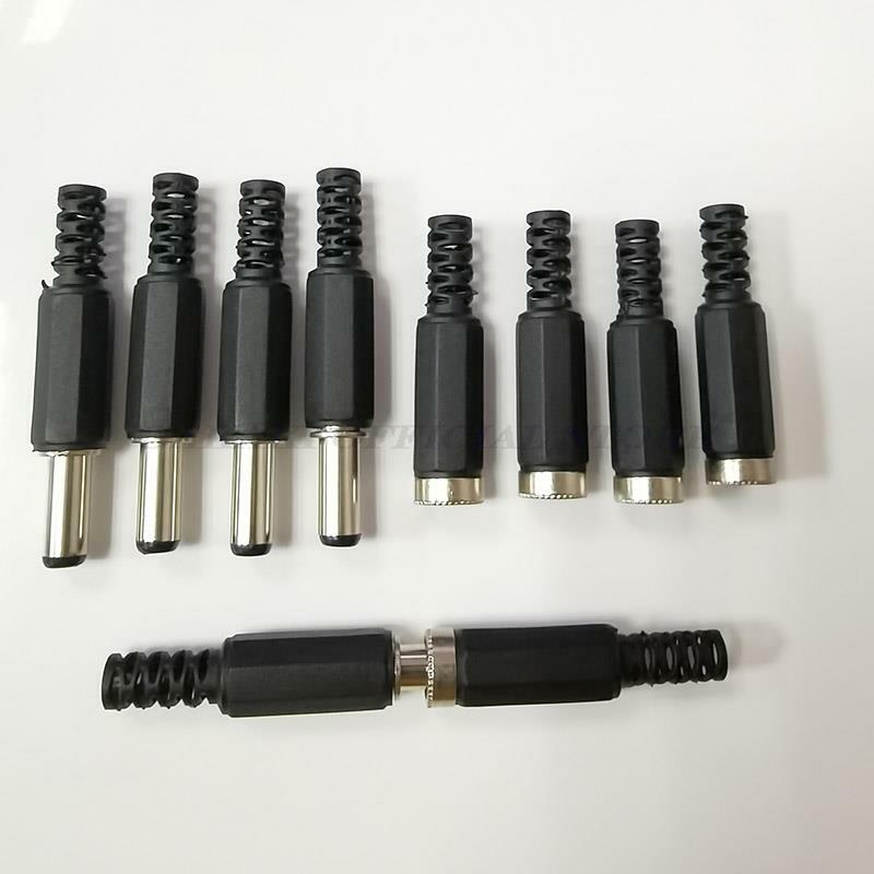 Conectores de fuente de alimentación macho y hembra, 5 piezas DC, 5,5mm x 2,1mm, cable adaptador 5525 5521