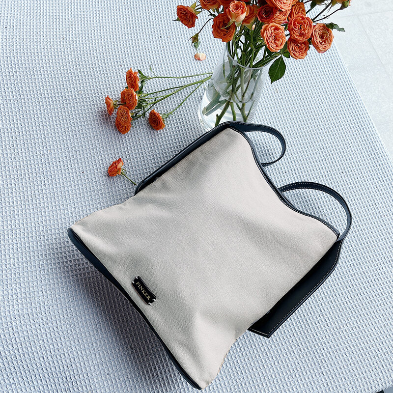 PINKER, роскошная сумка-тоут из полиуретана и холста, в Корейском стиле, вместительная сумка через плечо