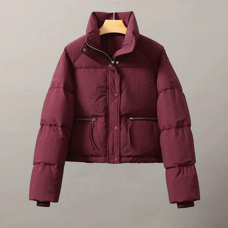 Women Winter Cotton Coat Thickened Padded Jacket Stand Collar Neck Protection Short Windproof Lady Down Coat Jacket