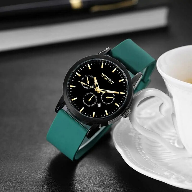 Męski zegarek męski stylowy kwarcowy zegarek z trzy małe tarcze regulowane pasek ze sztucznej skóry wysoką dokładność dla biznesu dla mężczyzn