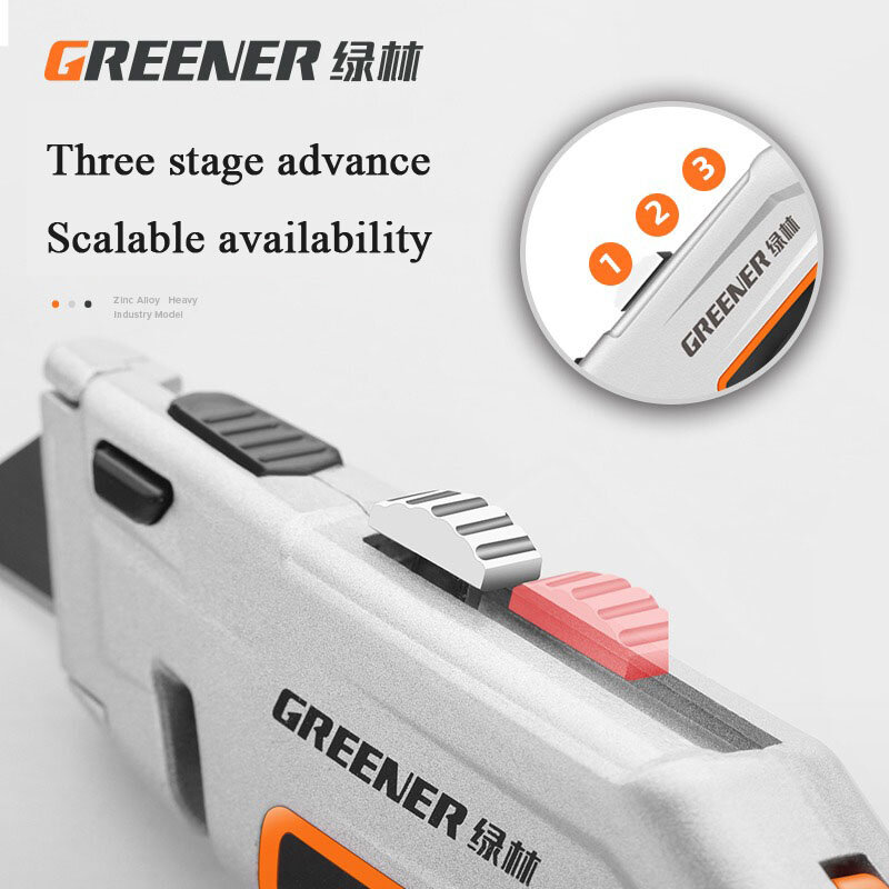 Greener-Multifuncional Folding Utility Knife, canivete portátil, cortador de caixa eletricista, ferramentas manuais de papel DIY, 3 lâminas