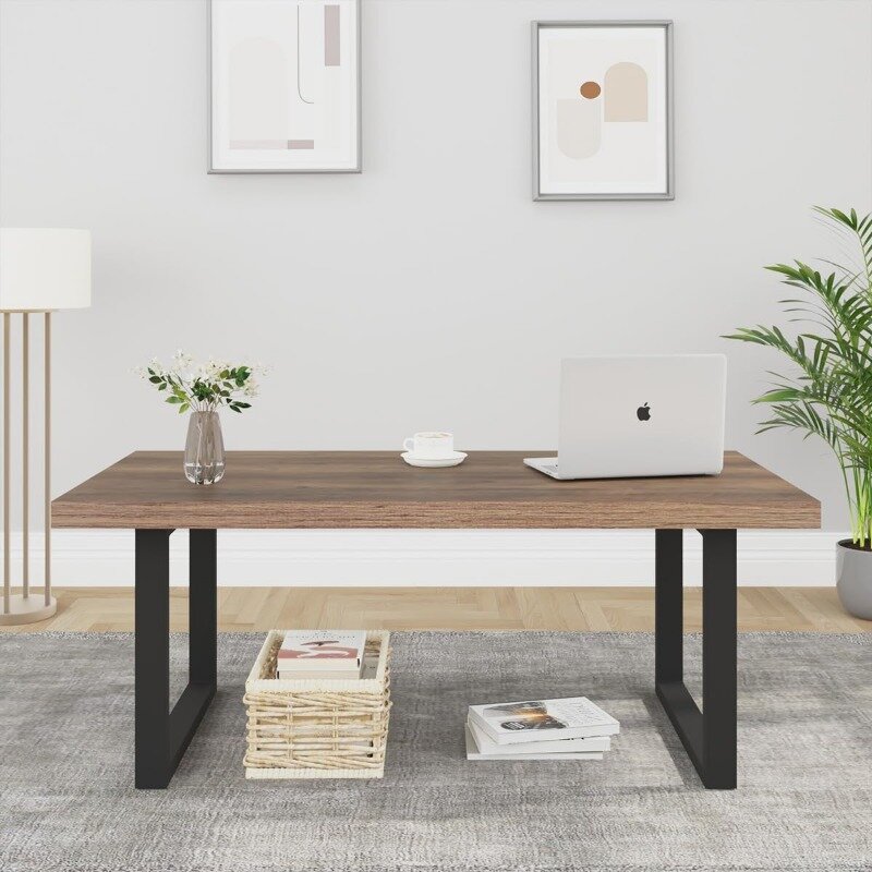 Ibf Bauernhaus Couch tisch, moderner minimalisti scher Holz Couch tisch für Wohnzimmer, einfacher industrieller rechteckiger Mittel tisch
