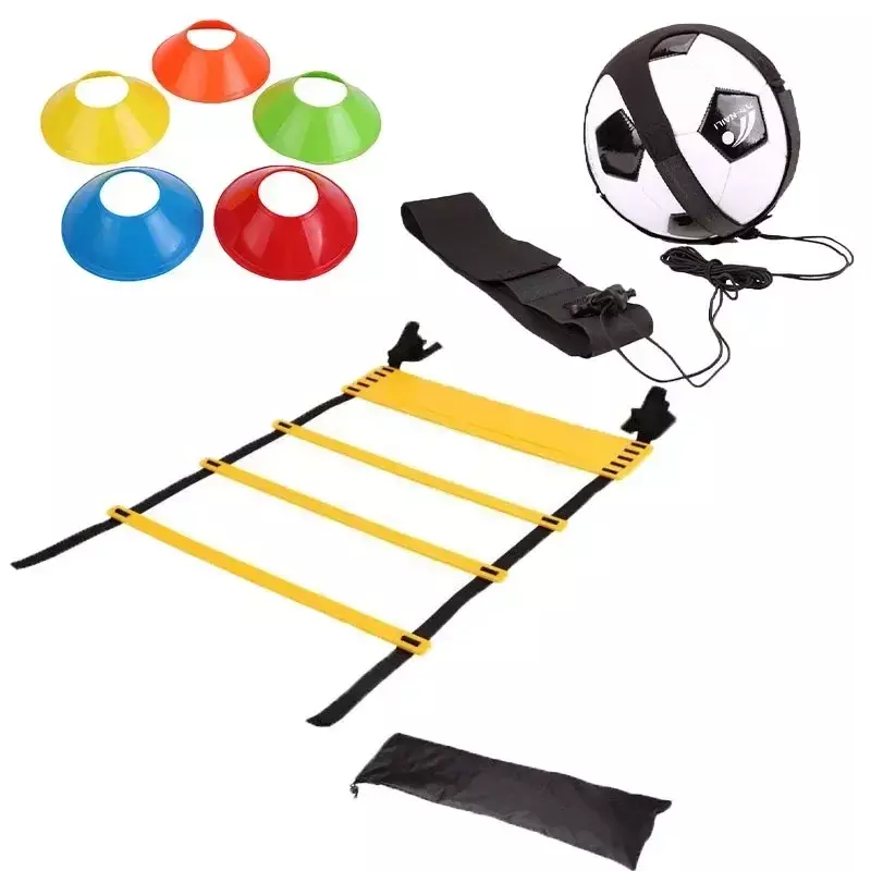 Escalera de agilidad de velocidad de fútbol con bolsa para malabares, cinturón auxiliar de entrenamiento circular, conos de disco de entrenamiento de fútbol, obstáculos