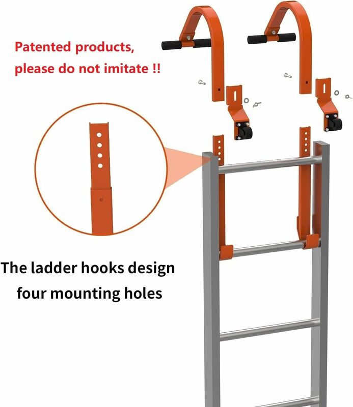 Ladder Roof Hook 2 Pack with Wheel Heavy Duty Steel Ladder Stabilizer, Roof Ridge Extension, Able to Bear 500 Pounds