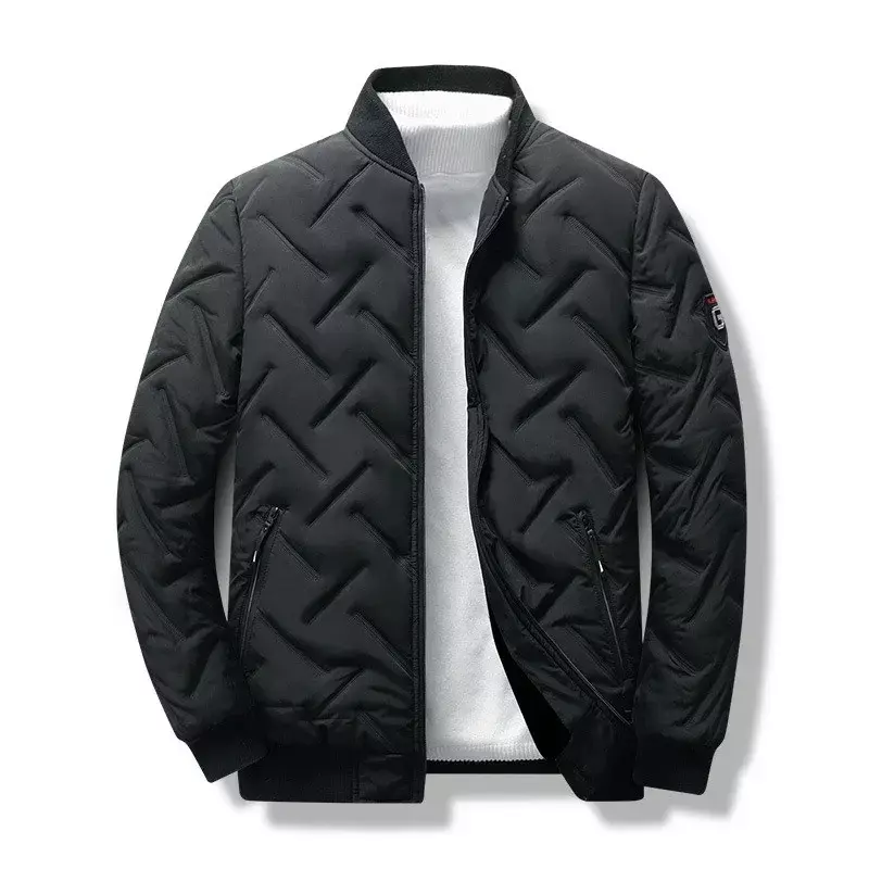 2023 New Solid Winter Standing Collar Men's Windproof Cotton Filled Down Coat Warm Thick Coat Casual Business Men's Coat