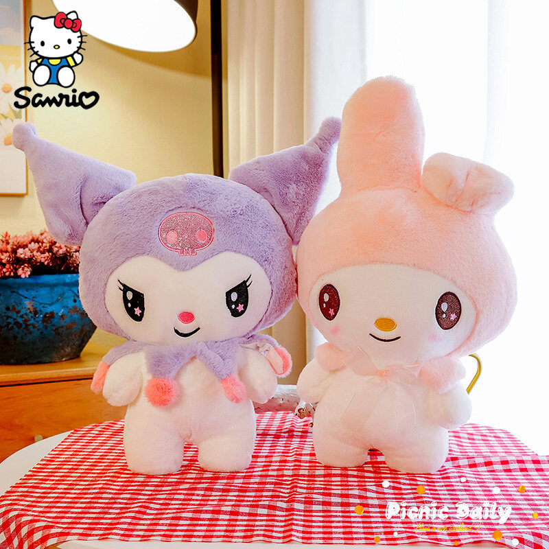 Kawaii Sanrio Plush Toys 25cm Kuromi My Melody Plushies Dolls Cute Sanrio Merch Cartoon Anime Stuffed Plush Toys Birthday Gifts