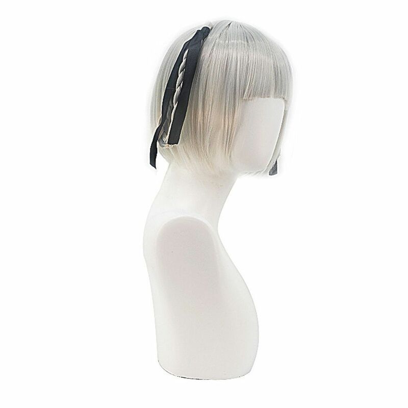 Twist braid student council headband silver white off-white cosplay anime headband Synthetic Wigs Pelucas Hair Daily Party Use