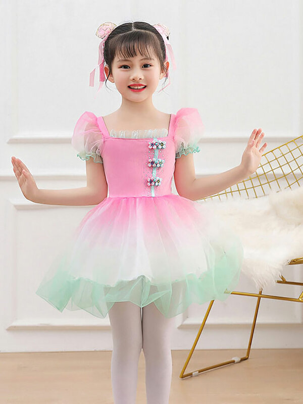 Dziecięca odzież balowa taniec nowoczesny dziewczynka Tutu sukienka dziewczęca kostium taneczny jazzowa dziecięca odzież sceniczna suknia ślubna księżniczka