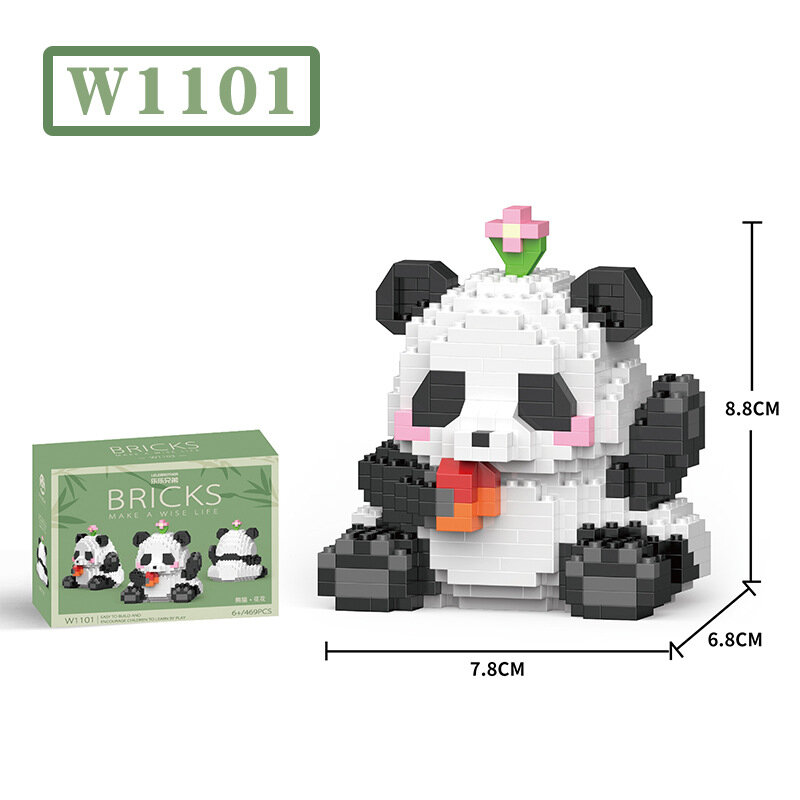 Creatieve Diy Assemable Dier Schattige Mini Chinese Stijl Dier Panda Bouwsteen Educatief Jongen Speelgoed Voor Kinderen Model Bakstenen