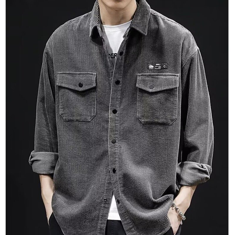Blusas coreanas de manga comprida, roupas populares, tops casuais estilo Y2K, casaco chique, gola virada para baixo, carga Y2K