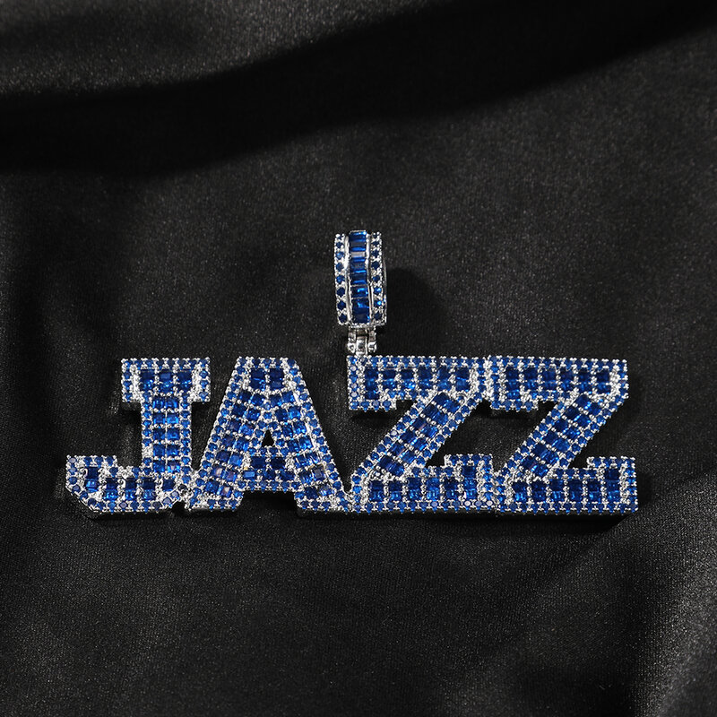 Uwin – collier avec pendentif en lettres personnalisées, Baguette multicolore avec nom, carré glacé, zircone cubique, bijoux personnalisés hip hop