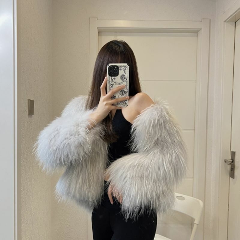 Autumn Winter V-neck Cardigan Short Fur Coat Fashion Thick Warm Long Sleeve Faux Fox Fur Coat Streetwear Women Clothing F31