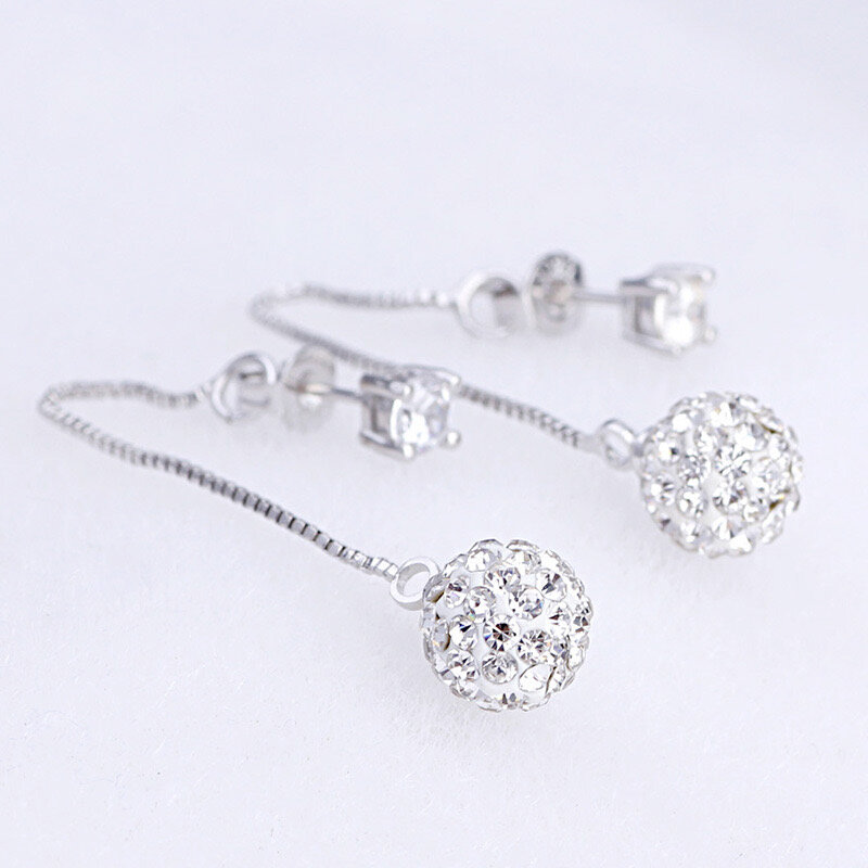 ALIZERO 925 Sterling Silver Crystal Long Tassel Drop Earrings For Women Gorgeous Earring Wedding Party Fashion Jewelry