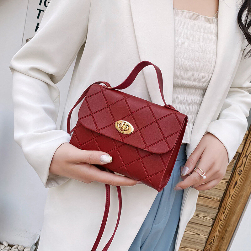 Tas selempang wanita modis sederhana tas bahu Mini tas tangan kulit PU tas dompet koin ponsel tas persegi kecil