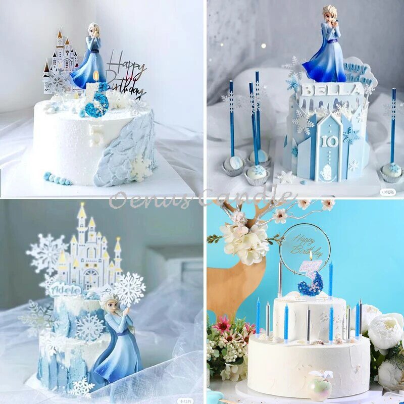 Weihnachten flammen losen Geburtstag gefrorene Kerzen für Kuchen 0-9 Nummer Prinzessin Kuchen Kerze Party Dekor Schneeflocke blaue Kerze steht