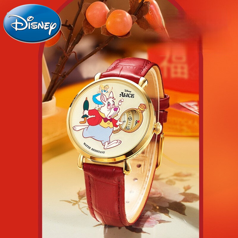 Disney-reloj con diseño de Alicia, accesorio para dormir, el país de las Maravillas, Mr. White Rabbit, año sin punto, impermeable, para estudiantes, 2023