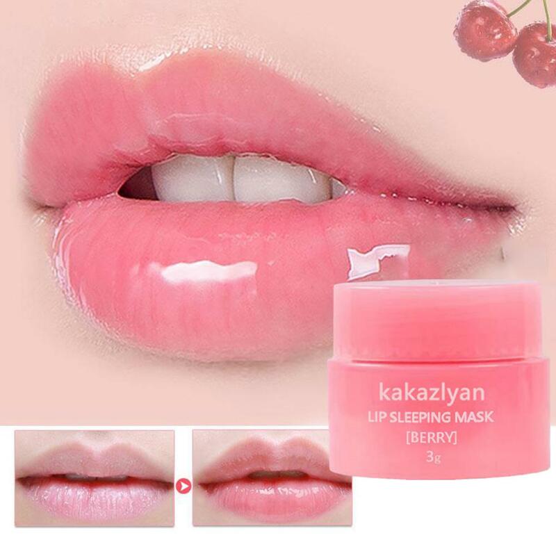 Creme Hidratante Lip Gloss Bleach, Máscara para Dormir Noturno, Cuidado Nutritivo Labial, Manutenção de Morango, 3g, Coreia