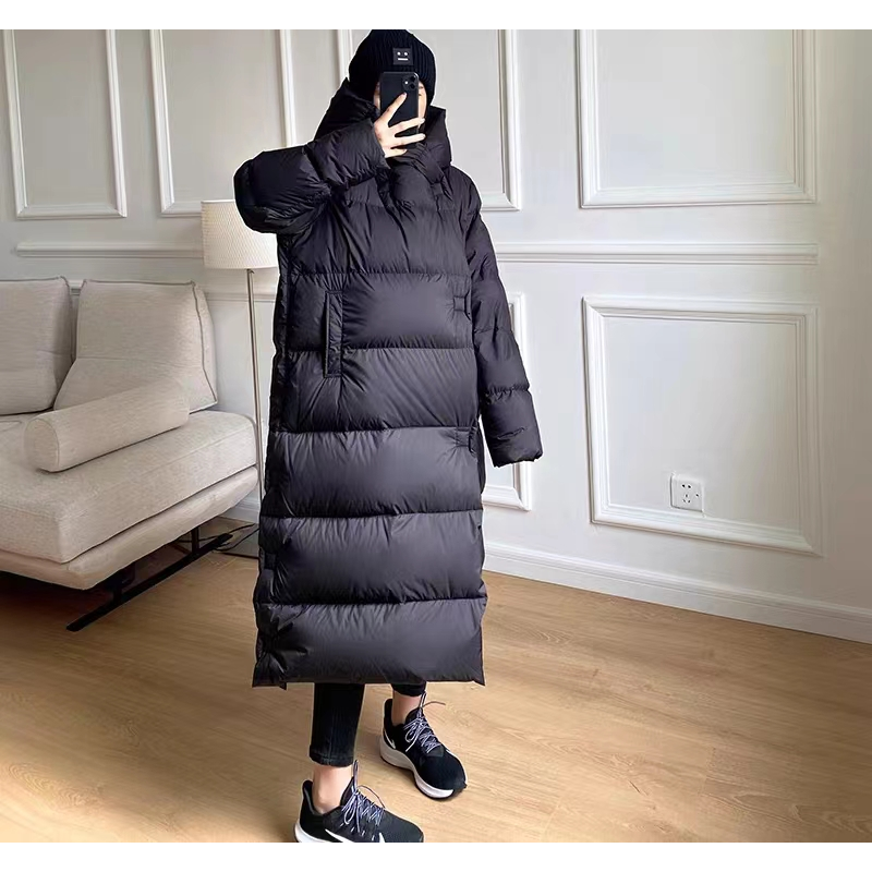 여성용 롱 덕 다운 재킷, 가을 겨울 코트, 고급 파카, 인기 있는 마법사 모자, 90 흰 오리, 패션, 2024