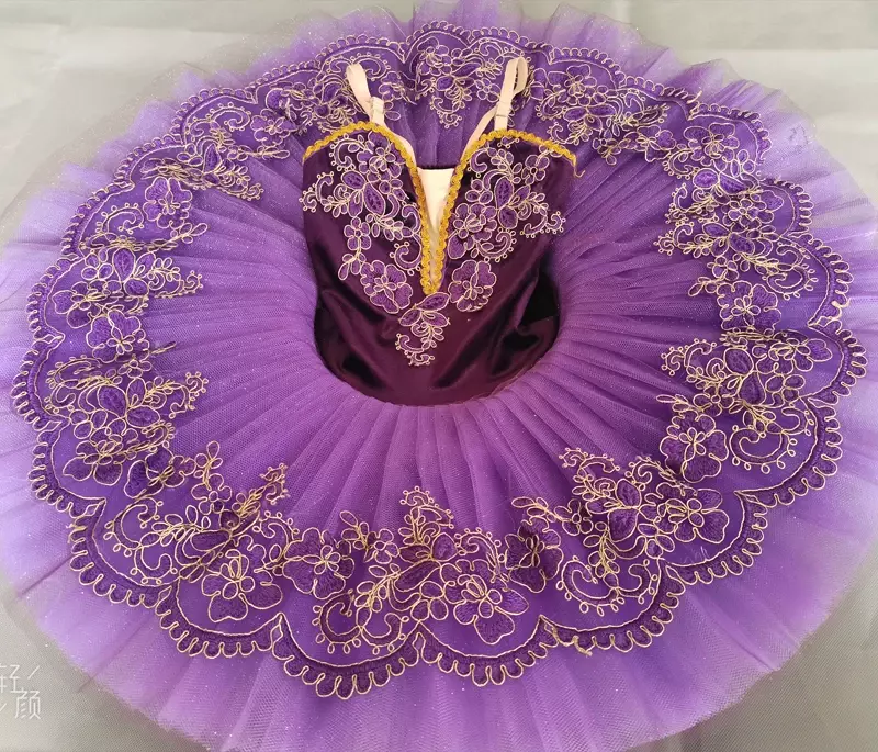 Ragazze balletto Tutu professionale vestito viola adulto cigno lago Pancake Ballerina costumi di scena danza balletto body Tutu Dress