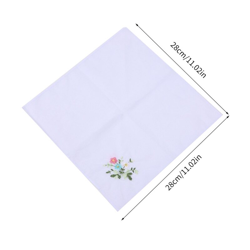 3 Stück 28 28 Stickerei-Blumen-Taschentuch für Erwachsene, funktionelles Taschentuch