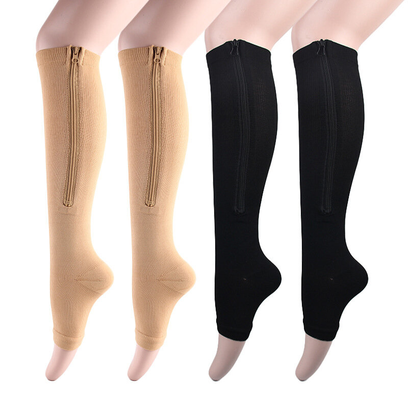 Medical Compression Stockings Sports Pressure Long Cycling Socks Zipper Professional Leg Support Thick Women Varicose Vein Socks