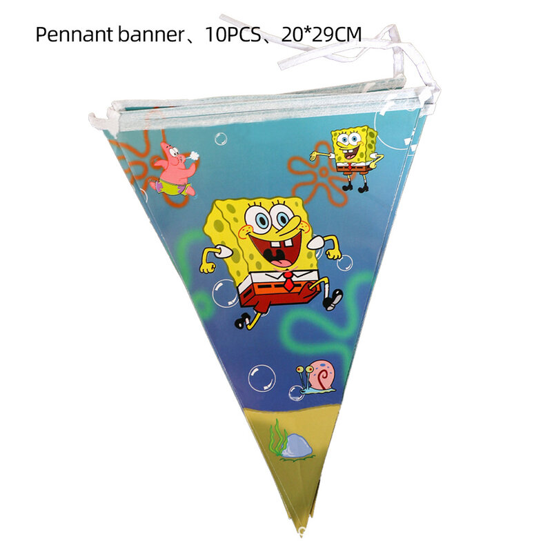 Free Customization Sponge-Bob Theme Background Party Supplies Birthday Banner Latex Balloon Decoration Cake Topper Kids Toys