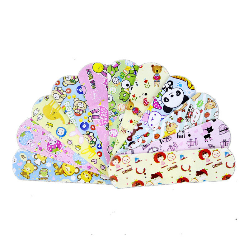 100pcs/set Cartoon Band Aid Strips for Baby Kids Kawaii Wound Plaster Breathable Adhesive Bandages First Aid Woundplast Patch