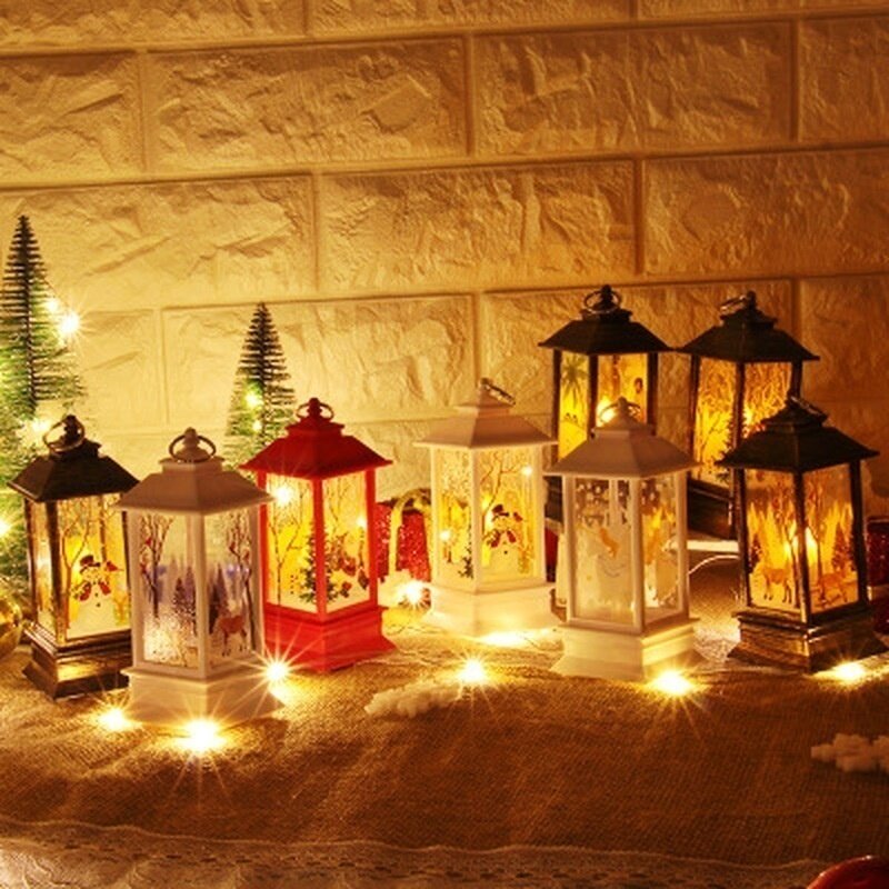 Nachtlampje Kerst Decoraties Voor Huis Sneeuwpop Gouden Elanden Angel Kerstverlichting Fairy Lights Kamer Nieuwjaar Decor Lights
