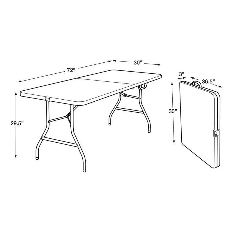 Mesa plegable de centro de mesa de 6 pies, color negro