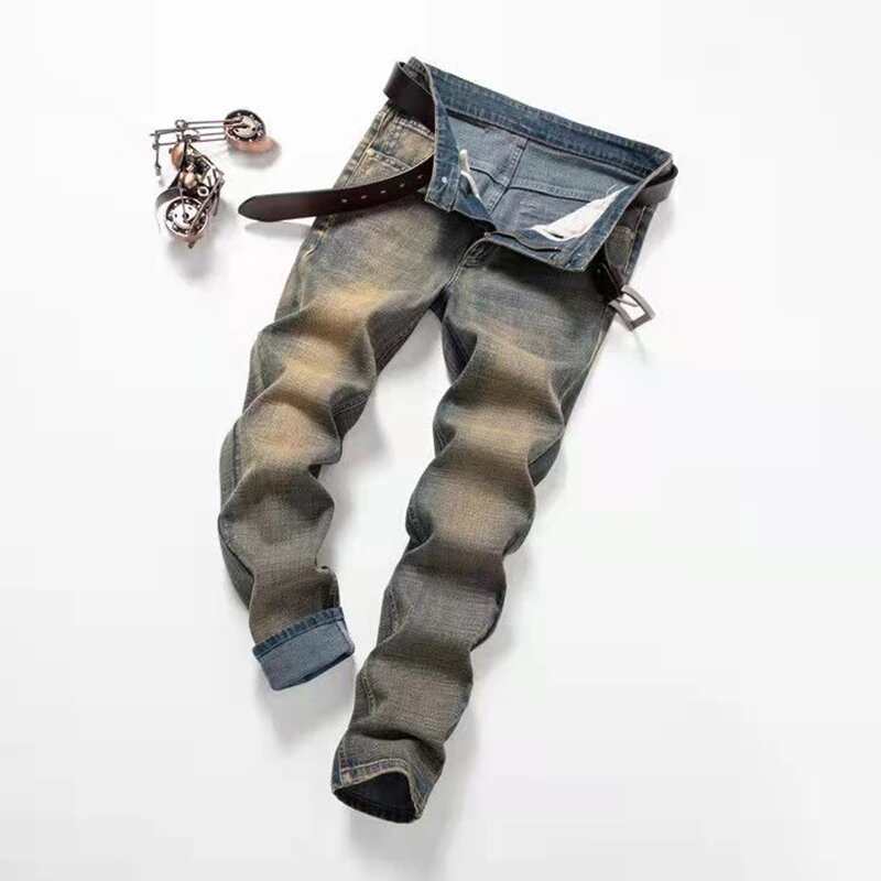 Мужские классические джинсы, черные/серые/синие Стрейчевые брюки из денима, классический стиль, 2023