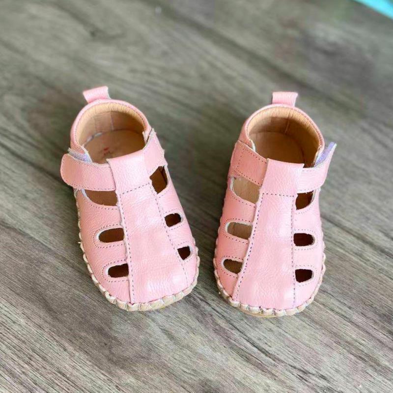 Summer cowhide soft-soled infant toddler shoes, casual, breathable, non-removable baby sandals