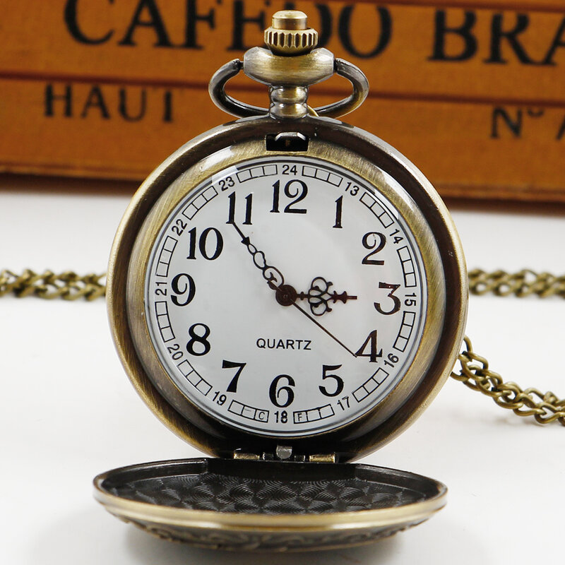Reloj de bolsillo Retro con diseño de dragón para hombre y mujer, cadena de reloj de cuarzo moderna con Diseño de Medio cazador, regalo para niños y mujeres
