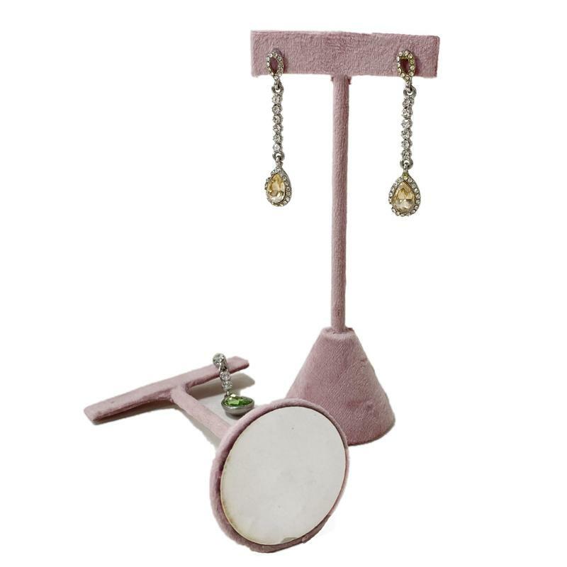 Metalowy stojak na stojak do kolczyków w kształcie litery T z aksamitnej skóry z biżuterią z kolczykiem stojak na biżuterię zestaw 3-częściowy