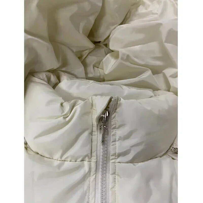 2023 moda londyńska kurtka puchowa gruba bawełniana kurtka z kapturem zimowa długa płaszcz z rękawami damska główna ulica luźna Parka odzież wierzchnia
