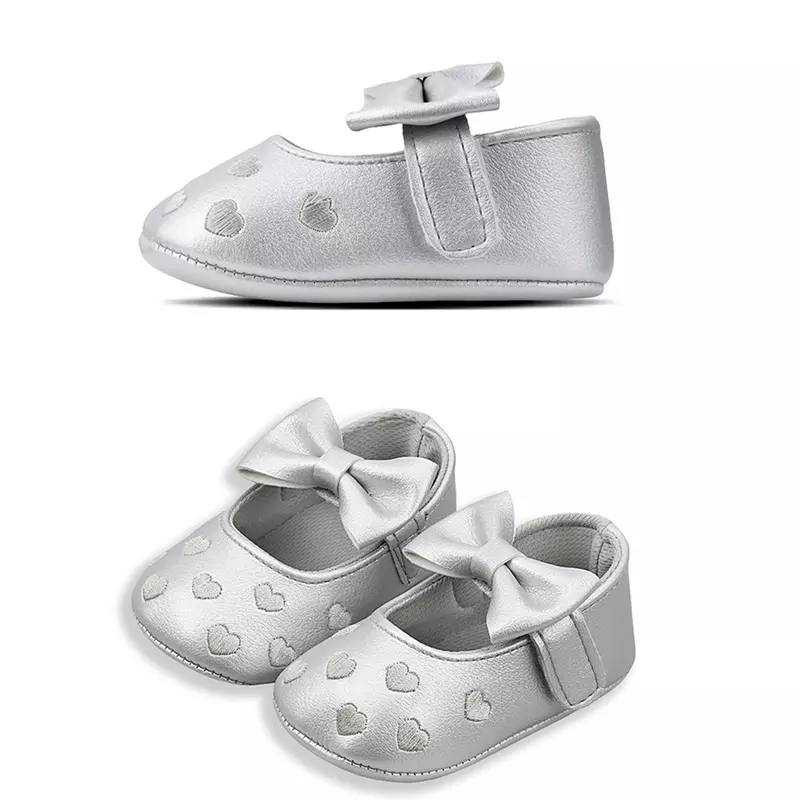 2024 Infant Baby Girls Mary Jane Flats Bow Non-Slip Soft Sole Princess Toddler First Walkers Sneaker Wedding Dress Shoes