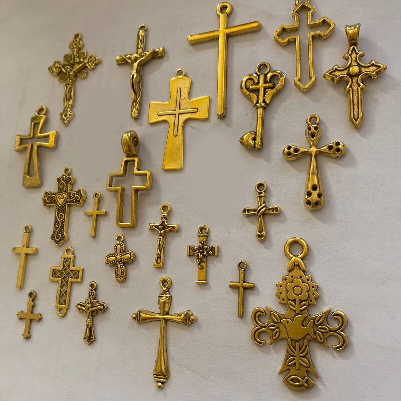 Classe pour pendentif croix, ras du cou, accessoires fabrication, couleur argent doré, nouveauté, 25 pièces