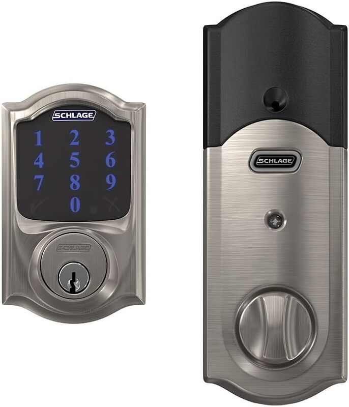 BE469ZP CAM 619 Connect Smart Deadbolt with alarm with Camelot Trim in Satin Nickel, Z-Wave Plus enabled