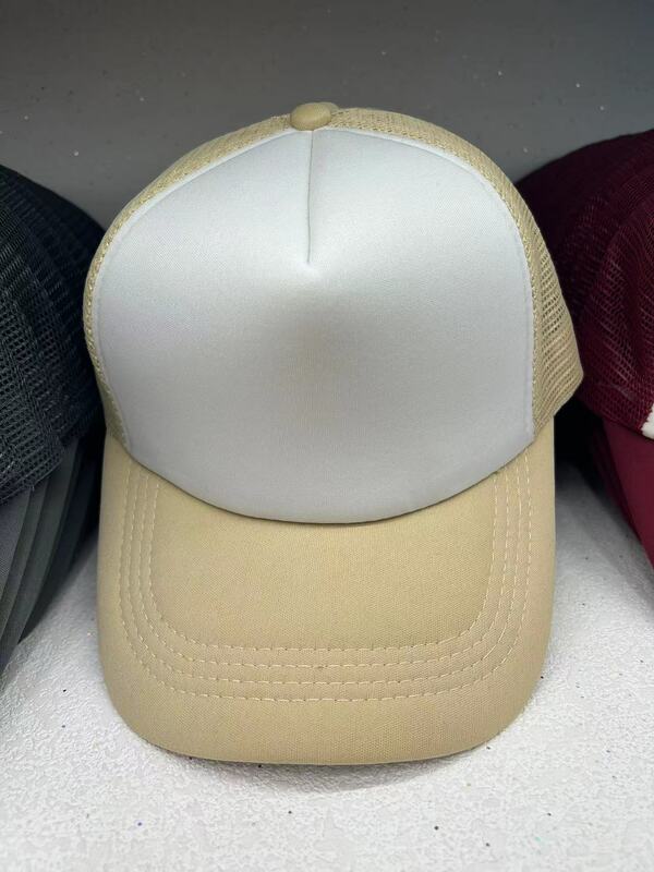 Sombrero de camionero de 5 paneles Unisex, gorra de béisbol de red para adultos, malla en blanco, ajustable, visera, Verano