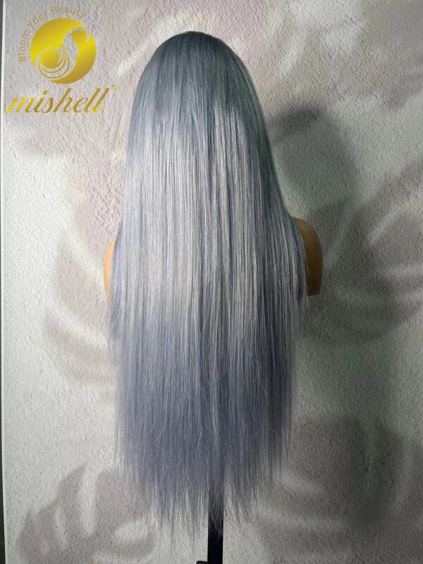 Парик Из прямых человеческих волос, 30 дюймов, 180% плотность, серый цвет, прозрачный, 13x 4, парики на сетке спереди, бразильские волосы Remy, парик для чернокожих женщин