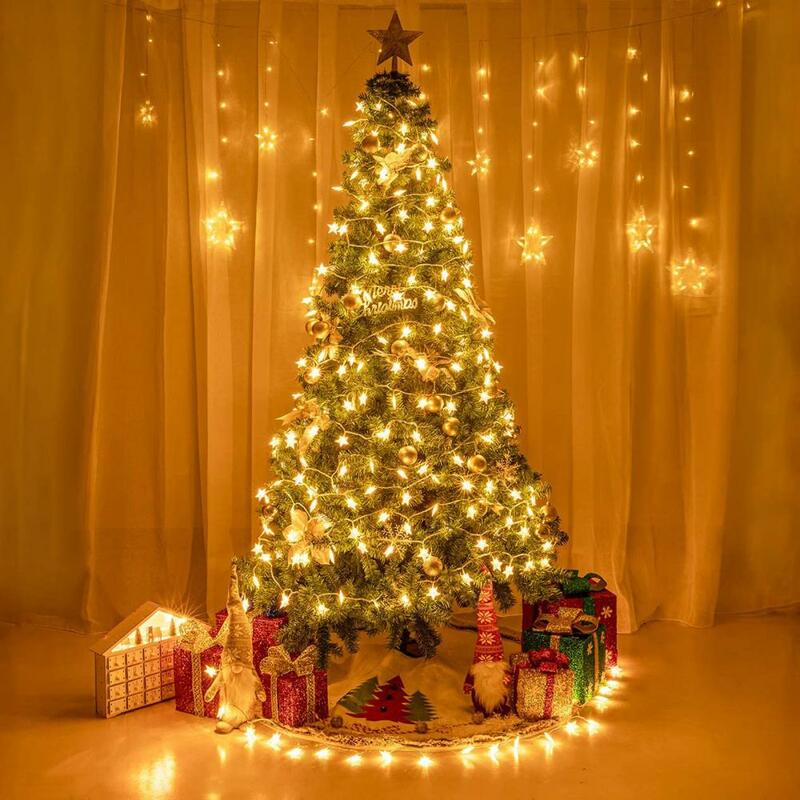Декоративная гирлянда с пятью звездами, сказочное освещение, гирлянда, Рождественская елка, праздник, свадебное украшение, семейная атмосферсветильник s