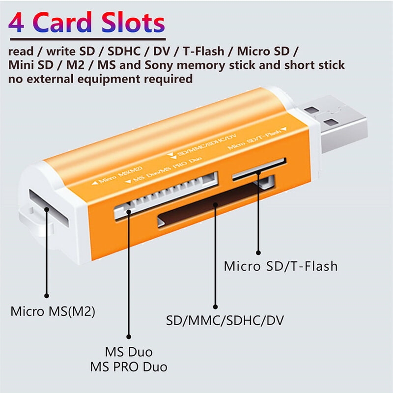 메모리 스틱 프로 듀오 마이크로 SD/t-플래시/M2/MS SD 어댑터에 대 한 1 마이크로 SD 카드 판독기 플래시 USB 메모리 카드 판독기에 4