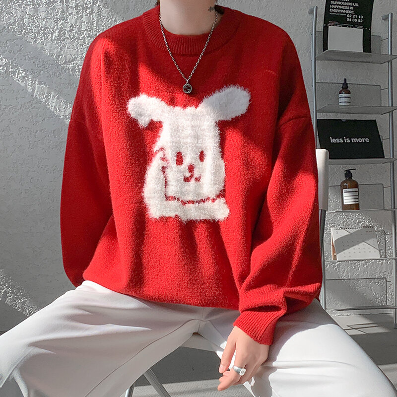 Sweater kebesaran M-8XL wanita, atasan pullover pasangan musim gugur musim dingin Y2K nyaman rajut longgar gaya baru 2023