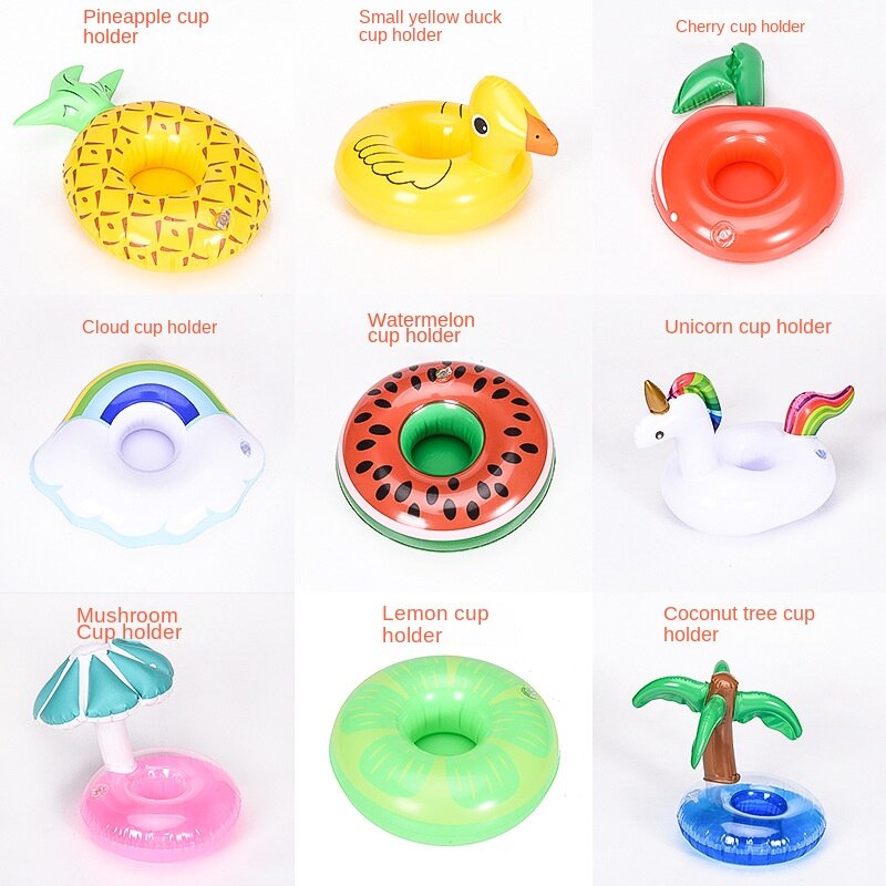 PVC Aufblasbare Tasse Halter Wasser Spielzeug Flamingo Donut Einhorn Krabben Sommer Spielzeug Schwimm Wasser Pad Schwimmen Pools für Familie Erwachsene
