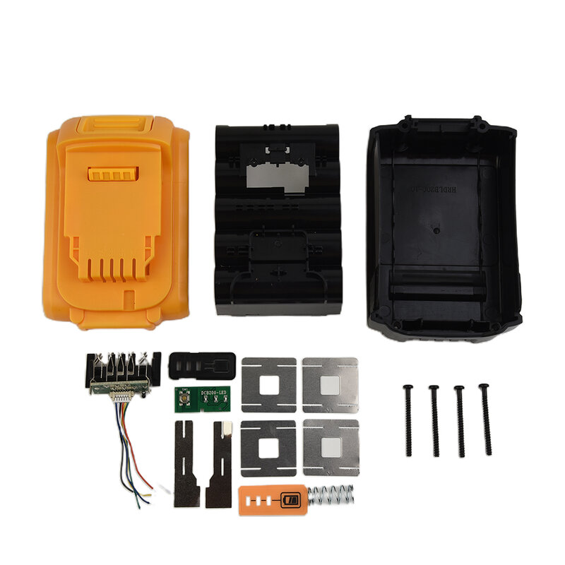 DCB200 batería de iones de litio, carcasa de plástico, carga PCB para 18V, 20V, accesorios para herramientas eléctricas, color negro y amarillo