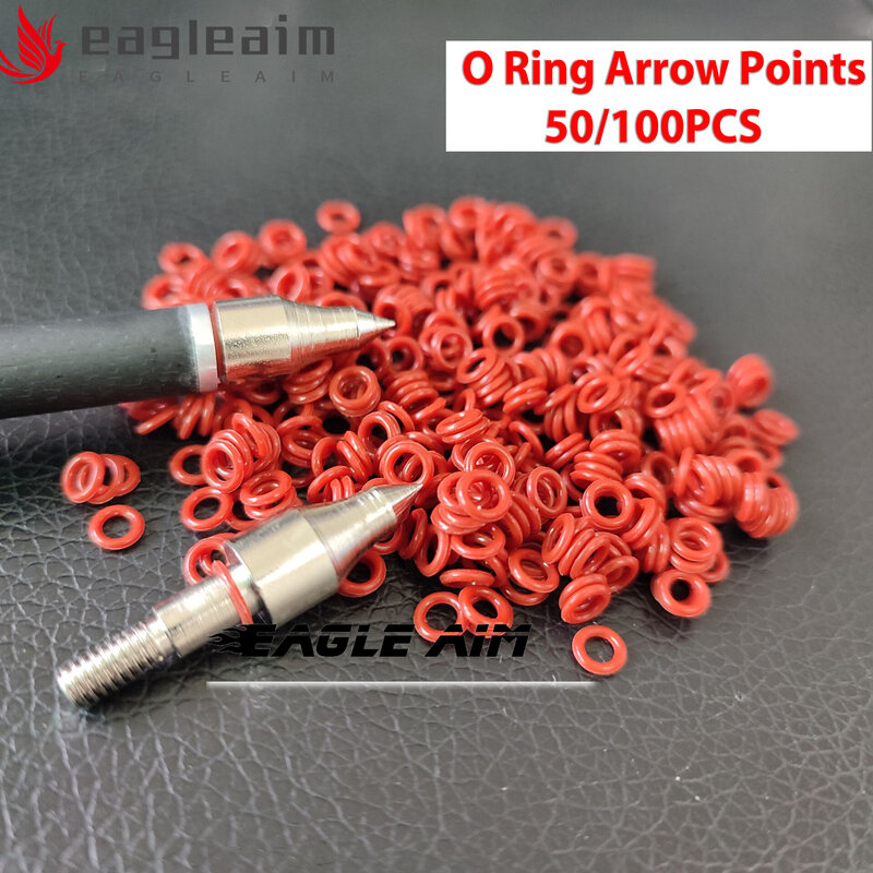 50/100 Archery Arrowhead  Points Lock O-Rings Arrow Broadhead Replacement Rubber O Ring Red For Target Hunting Shooting Practice